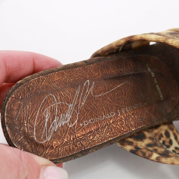 Donald Pliner Womens Hash Sandal Size 8 Tan Brown Elastic Straps Wedge Slide - Picture 10 of 12